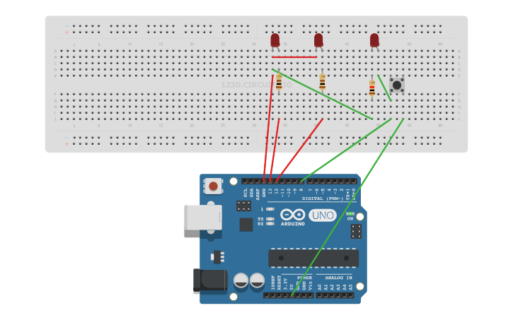 Circuit design Arduino 2 led | Tinkercad