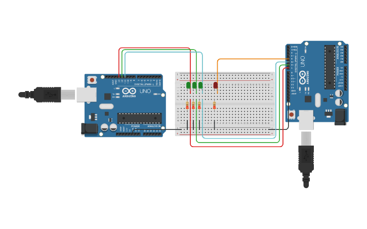 Circuit design 2 arduinos - Tinkercad
