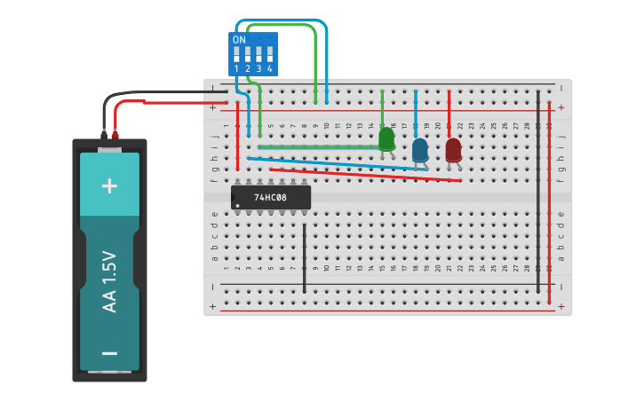 Circuit design AND gate with switch - Tinkercad