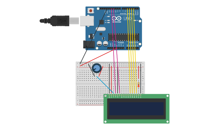 Circuit design LCD Display Arduino - Tinkercad