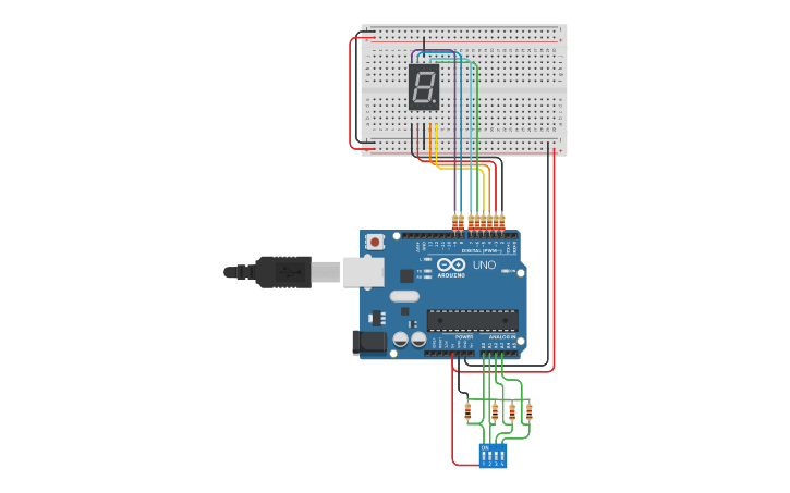 Circuit design 7Seg | Tinkercad