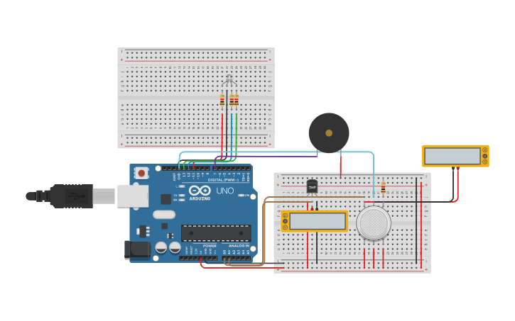 Circuit design Fire Alarm System - Tinkercad