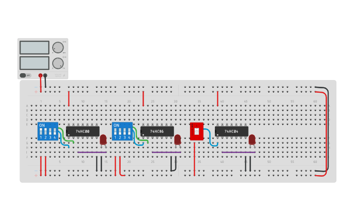 Circuit design Nand,Xor,Not - Tinkercad