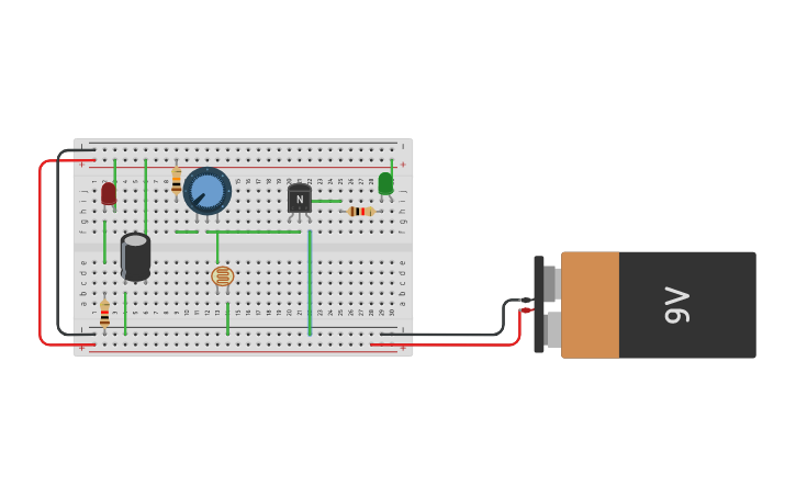 Circuit design detector de oscuridad - Tinkercad