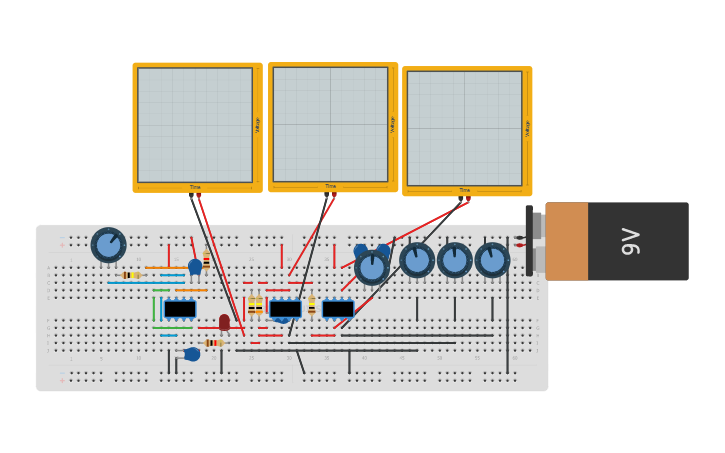 Circuit design Timer Ne555 square, triangle, sine(?) - Tinkercad