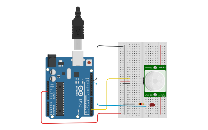 Circuit design PIR SENSOR - Tinkercad