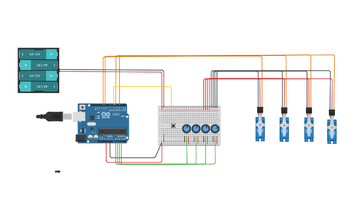 Circuit design robotic arm micro p | Tinkercad