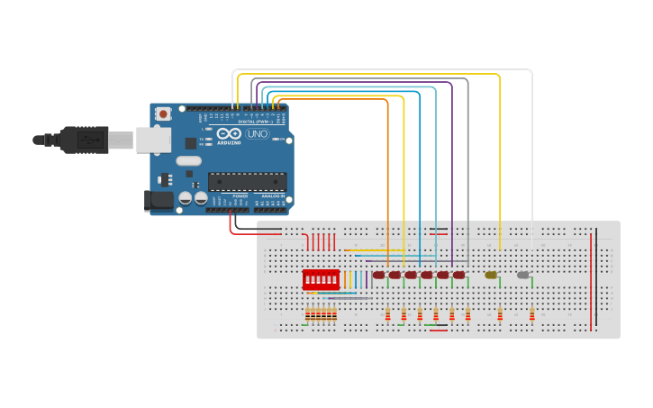 Circuit design Circuito Dip Switch 6 - Tinkercad