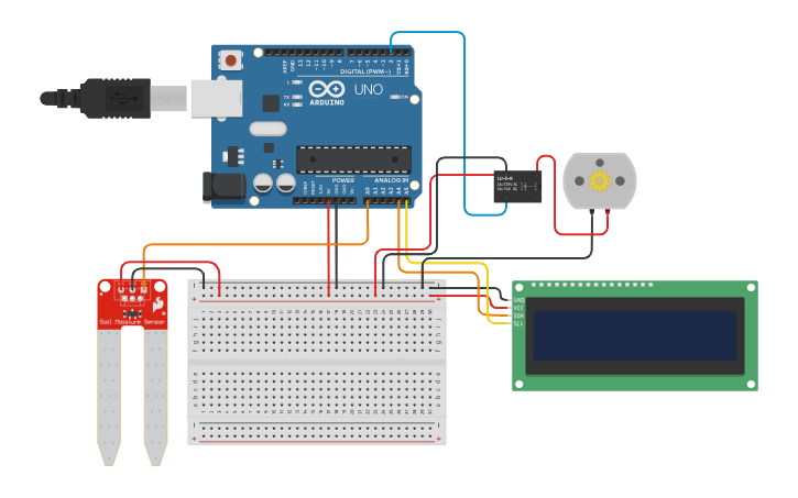 Circuit design Automatic Watering System - Tinkercad