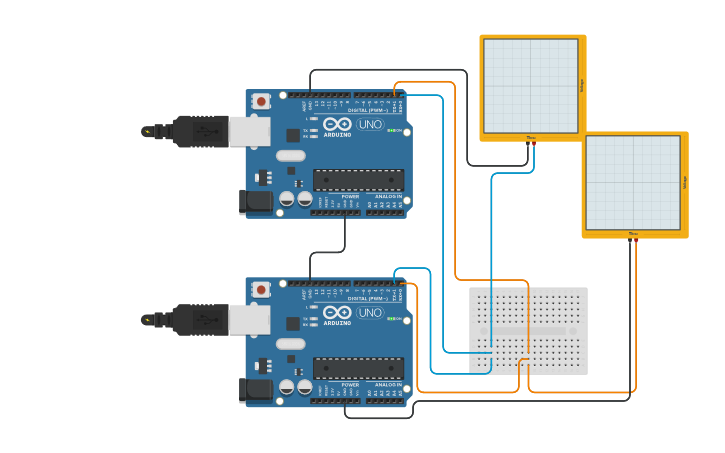 Circuit design Arduino Master-Slave System - Tinkercad