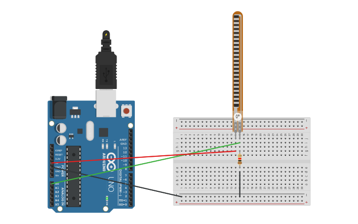 Circuit design Flex Sensor - Tinkercad