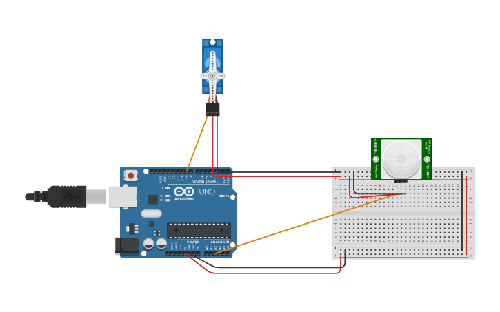 Circuit design PIR motion Sensor | Tinkercad