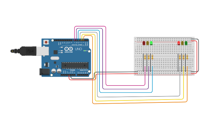 Circuit design sinaleiro - Tinkercad