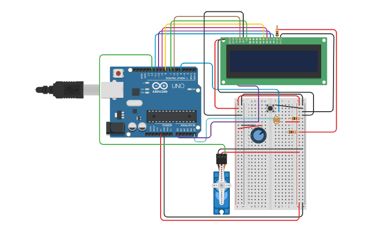 Circuit design Servo LCD | Tinkercad