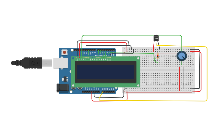 Circuit design TEMPERATURE DISPLAYING DEVICE | Tinkercad