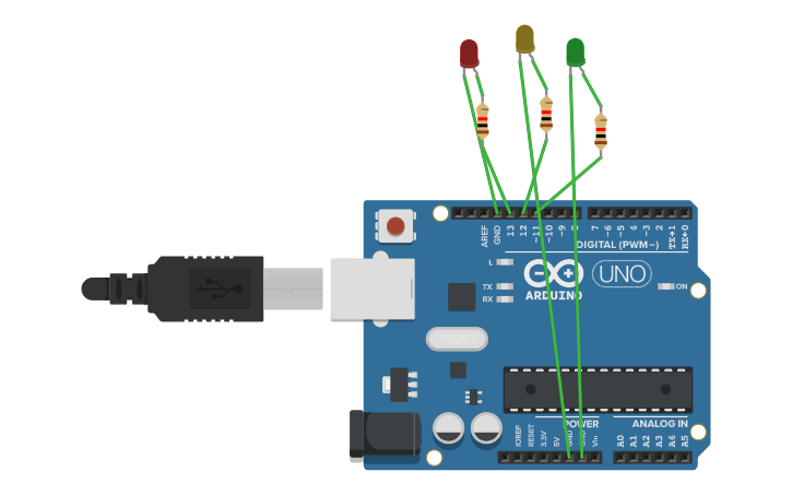 Circuit design traffic light simulation tinkercad