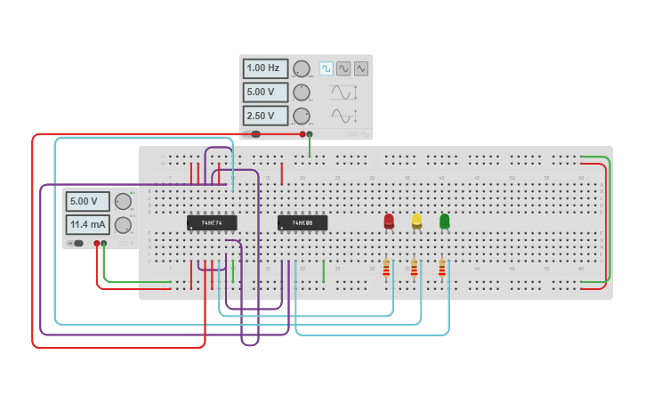 Circuit design Implementation of Traffic Light Design - Tinkercad