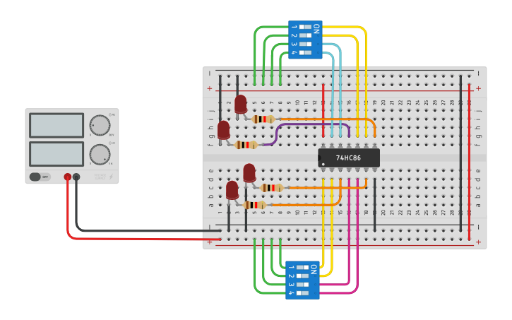 Circuit design XOR GATE | Tinkercad