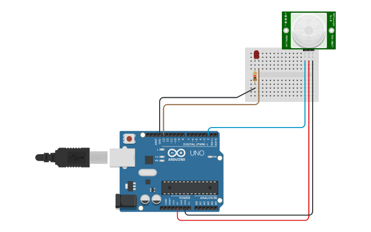 Circuit design PIR Sensor - Tinkercad