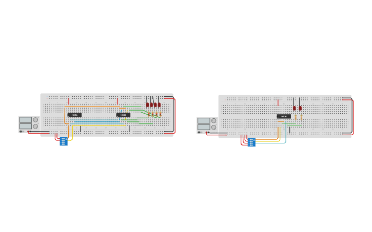 Circuit design Exp4 - 2x4 decoder and 4x2 encoder - Tinkercad