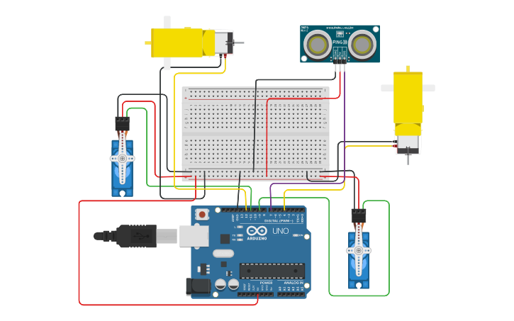 Circuit design Arduino (DC Motor & Servo Motor) | Tinkercad
