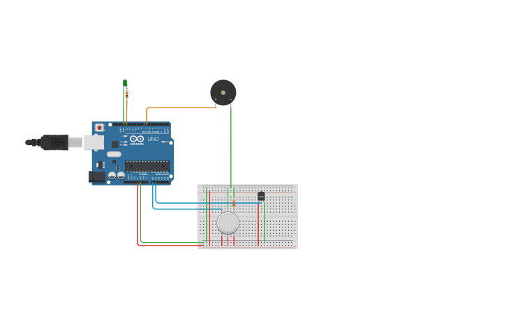 Circuit design Arduino Project Fire Alarm System - Tinkercad