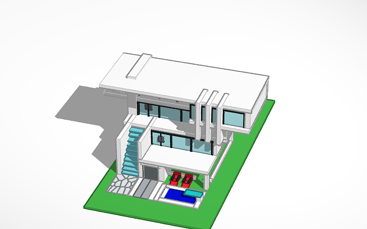 A Cute Modern House With A Pool Tinkercad