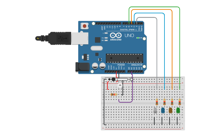 Circuit design Sensor de luz de ambiente - Tinkercad