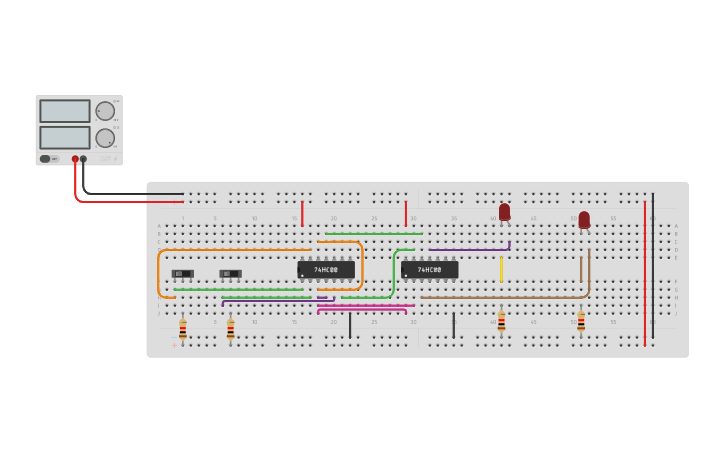 Circuit design HALF ADDER USING NAND GATE - Tinkercad