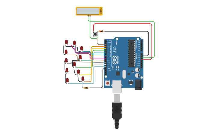 Circuit design Random LED | Tinkercad