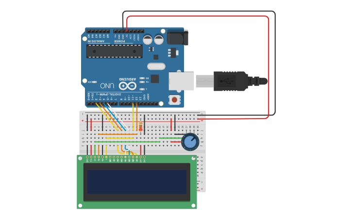 Circuit design Ligação LCD 16x2 - Tinkercad
