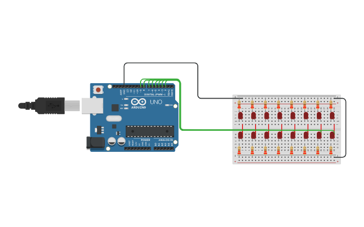 Circuit design Piscar Leds | Tinkercad