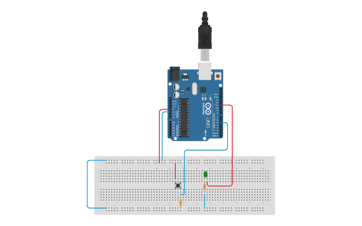 Circuit design LED Button | Tinkercad