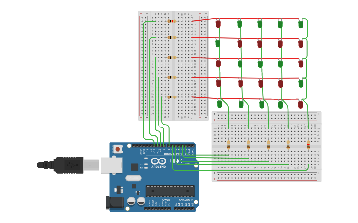 Programming 5x5 Led Matrix Circuit design S LED MATRIX 5X5 | Tinkercad