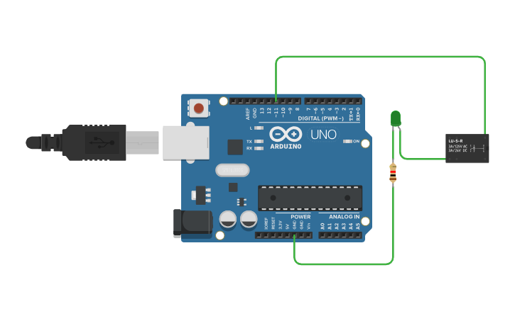 Circuit Design Relay With One Led - Tinkercad