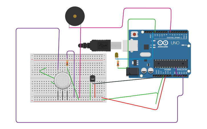Circuit design Gas sensor | Tinkercad