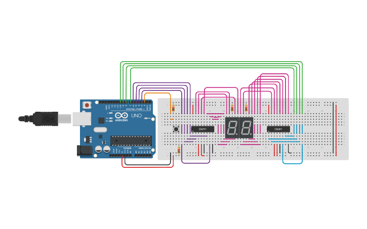Circuit design 7-SEGMENT DISPLAY - Tinkercad