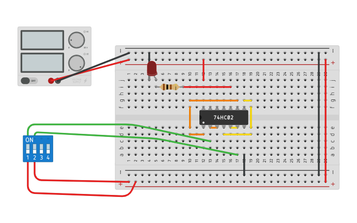 Circuit design AND GATE USING NOR GATE - Tinkercad