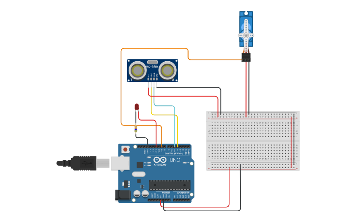 Circuit design SENSOR_ULTRASONIC | Tinkercad