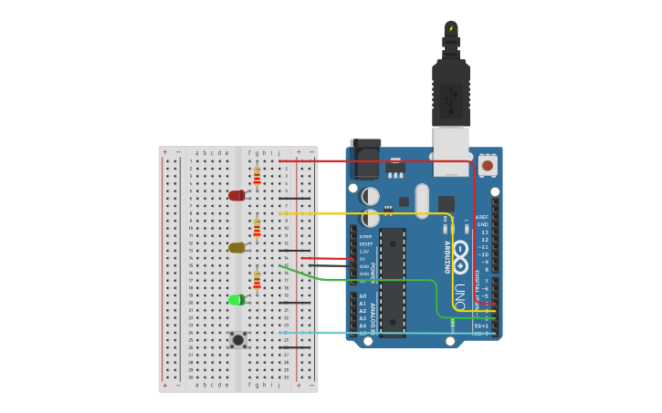 Circuit design Traffic Light | Tinkercad