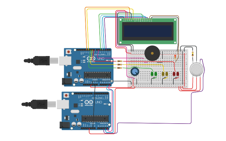 Circuit design IoT project Assignment 1 - Arduino Gas Detector - Tinkercad