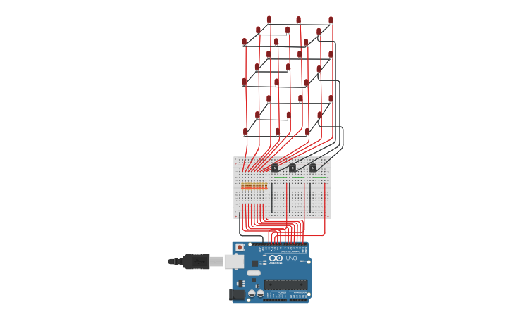 Circuit design 3x3x3 led cube Blocks - Tinkercad