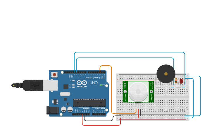 Circuit design PIR Sensor - Tinkercad