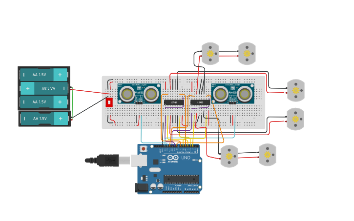 Circuit design EGA cleaning Robot Simulation using ultrasonic sensors ...