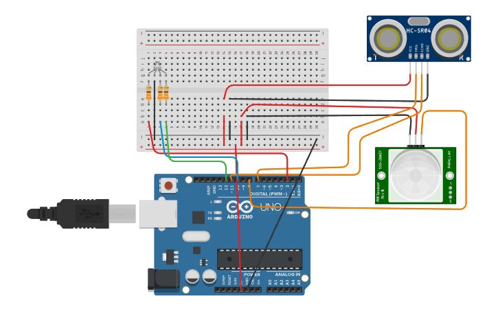 Circuit design Turtle bot wiring for sensors - Tinkercad