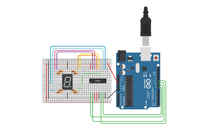 cd4511 display 7 segmentos tinkercad