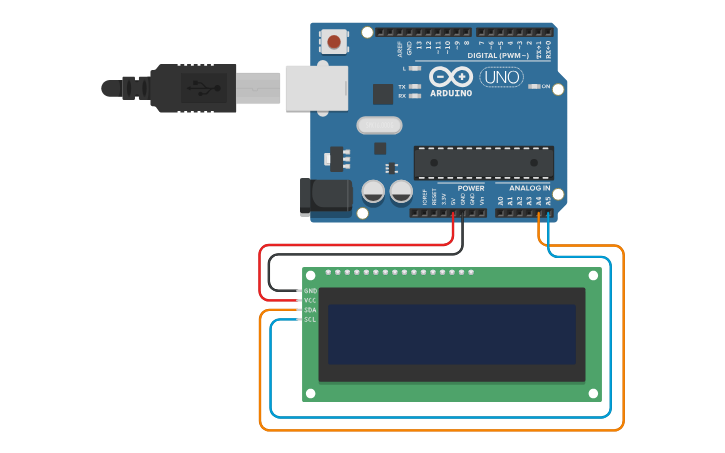 Circuit design Arduino I2C LCD Hello World - Tinkercad