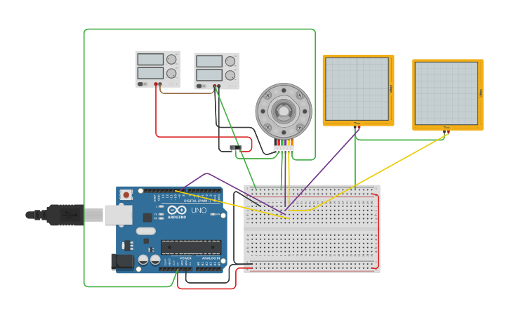 Circuit design Test Motor con Encoder - Tinkercad