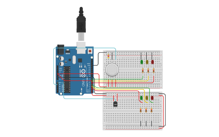 Circuit design fire alarm device - Tinkercad