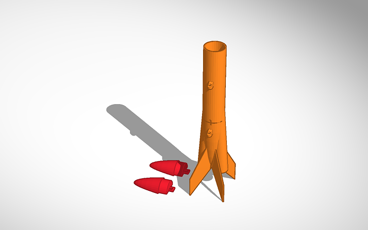 3D design Two Engine 18mm Estes Rocket - Tinkercad